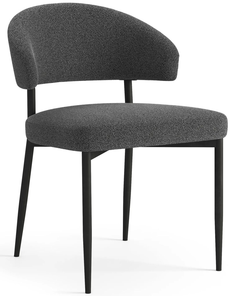 MAZZONI EXPORT IRIS Antracit [Gri închis] (material Monza 130) - SCAUN MODERN TAPIȚAT BOUCLÉ PENTRU SALON/SUFRAGERIE LOFT