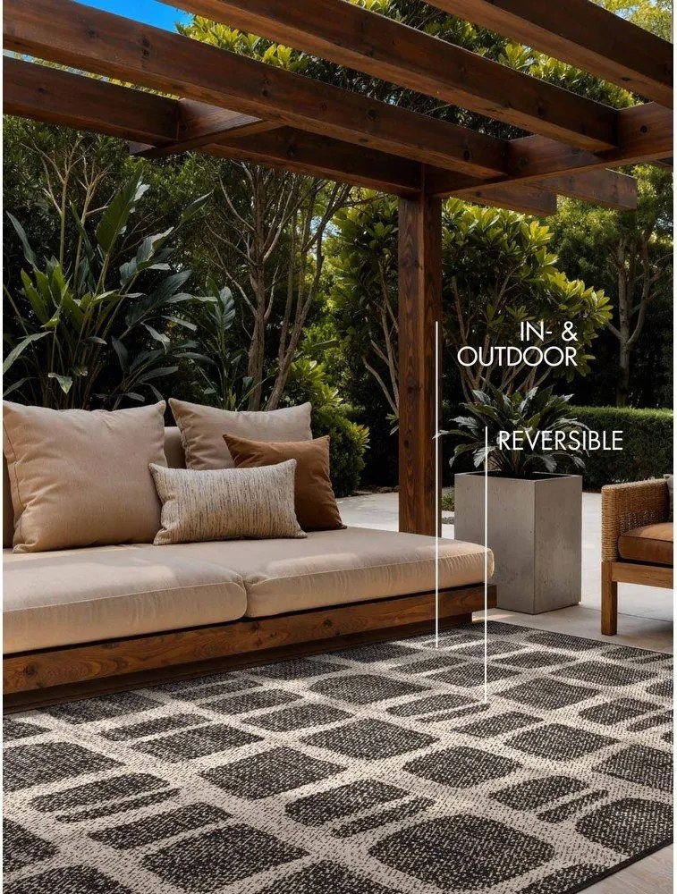 Covor pentru exterior și interior negru/crem 160x230 cm Haringey Ruskin – Ted Baker