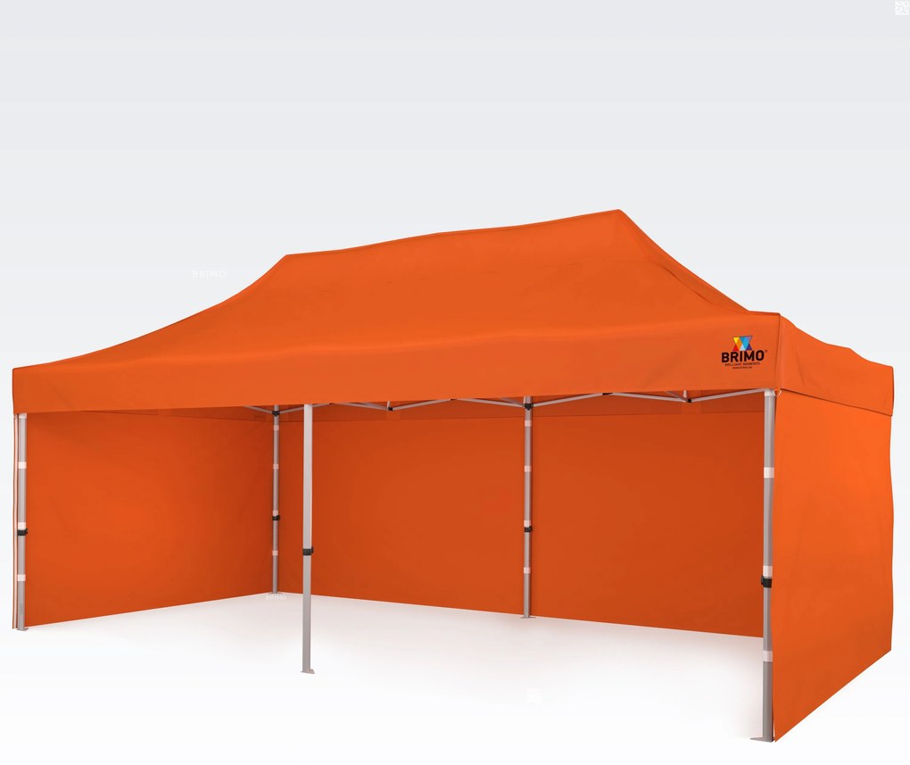 Cort pliant profesional din aluminiu 3x6 m: Acoperire rezistentă pentru evenimente comunitare și urbane - cu 3 pereți - Portocaliu