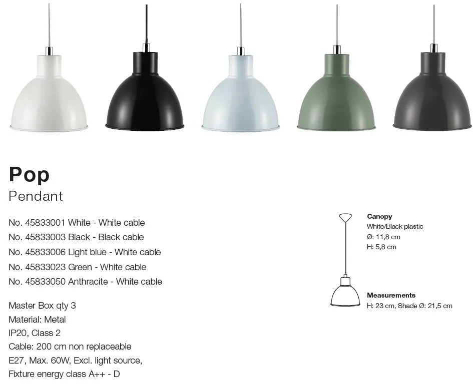 Lustra moderna design minimalist Pop, alb 45833001 NL