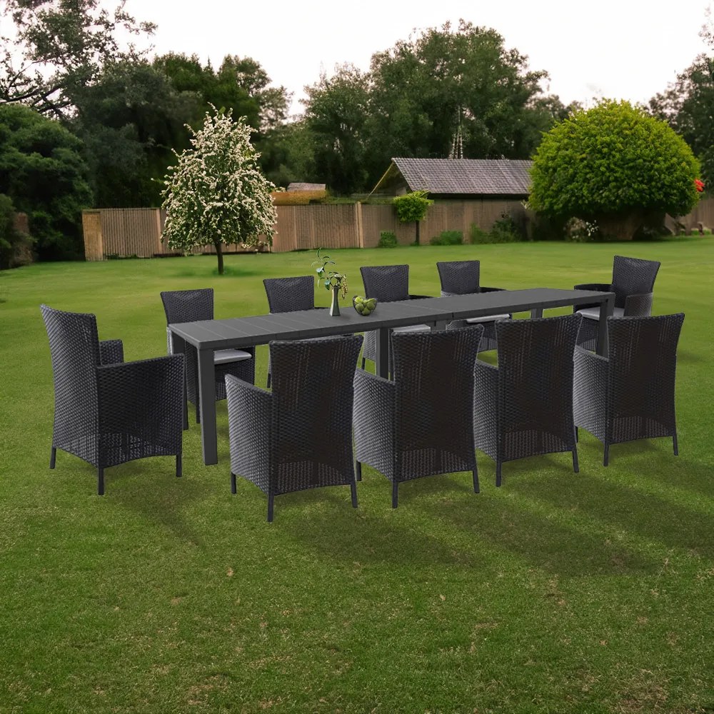 Set de mobilier de grădină Juowa cu 10 locuri, grafit