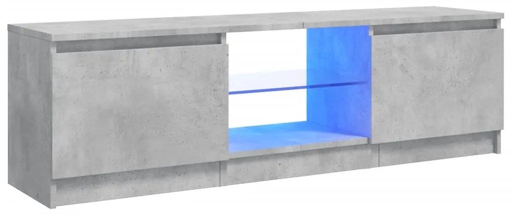 804287 vidaXL Comodă TV cu lumini LED, gri beton, 120x30x35,5 cm