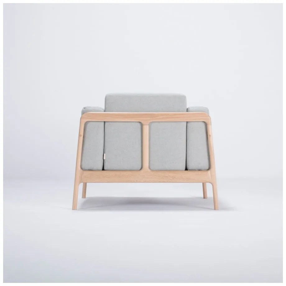 Fotoliu din lemn de stejar Gazzda Fawn, albastru - gri