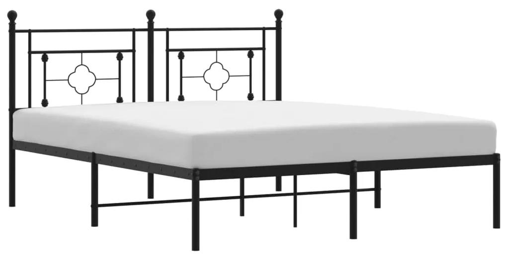 374341 vidaXL Cadru de pat metalic cu tăblie, negru, 150x200 cm