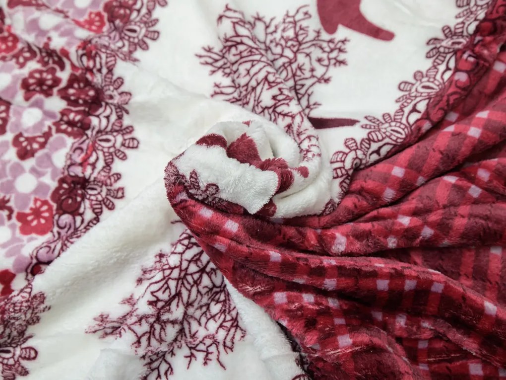 Lenjerie cocolino Craciun ren visiniu