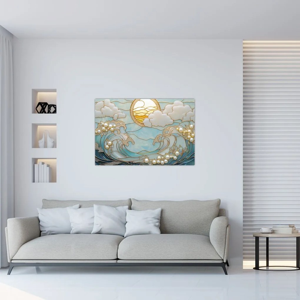 Tablou - Perle 3D în Ocean (90x60 cm)