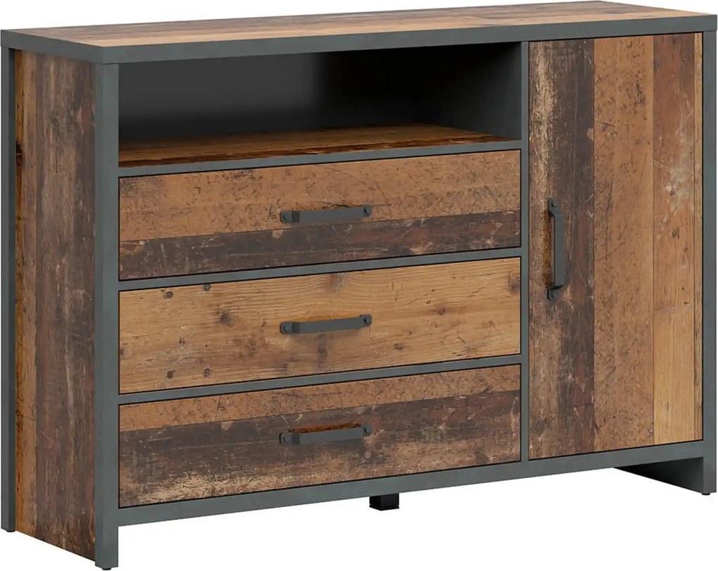 Comoda WESTON, maro/gri grafit, PAL laminat, 131x40x91 cm