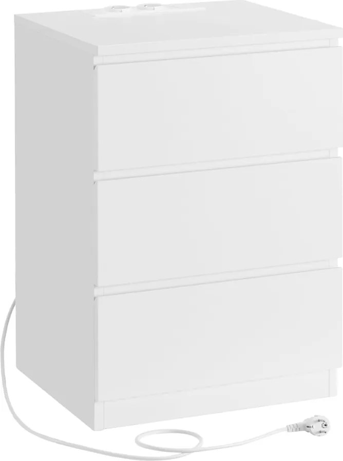 Noptiere cu funcție de încărcare ZION, 35x40x59 cm, alb Vasagle