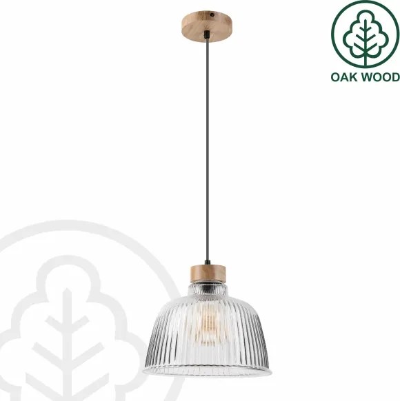 Lampă suspendată cu cablu ASTA 1x E27/60W/230V Ø 28 cm, stejar