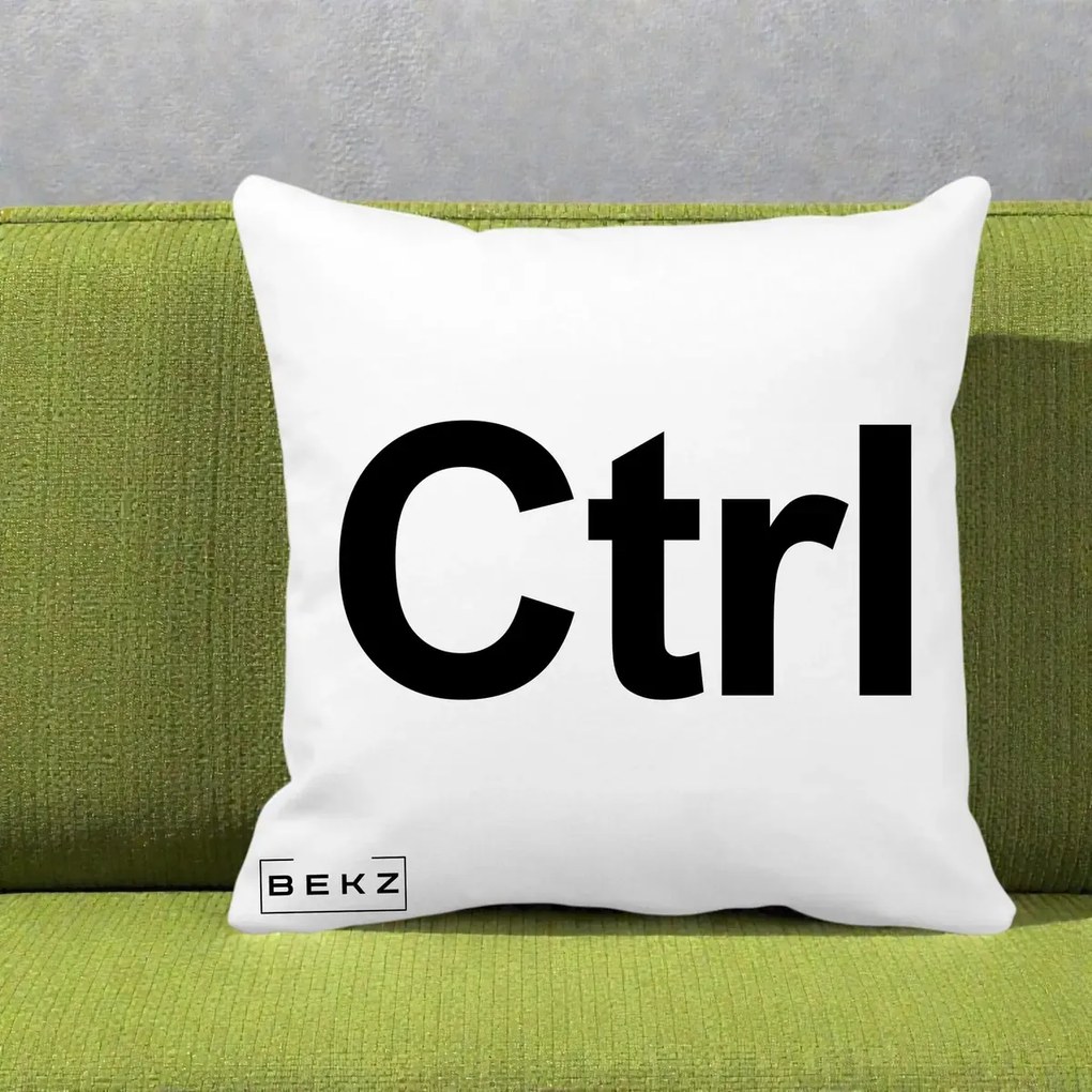 Perna Personalizata Tasta Ctrl Tipografie Bold, 40x40 cm, Alba Mata, Husa Detasabila, Perna Inclusa, BEKZ®