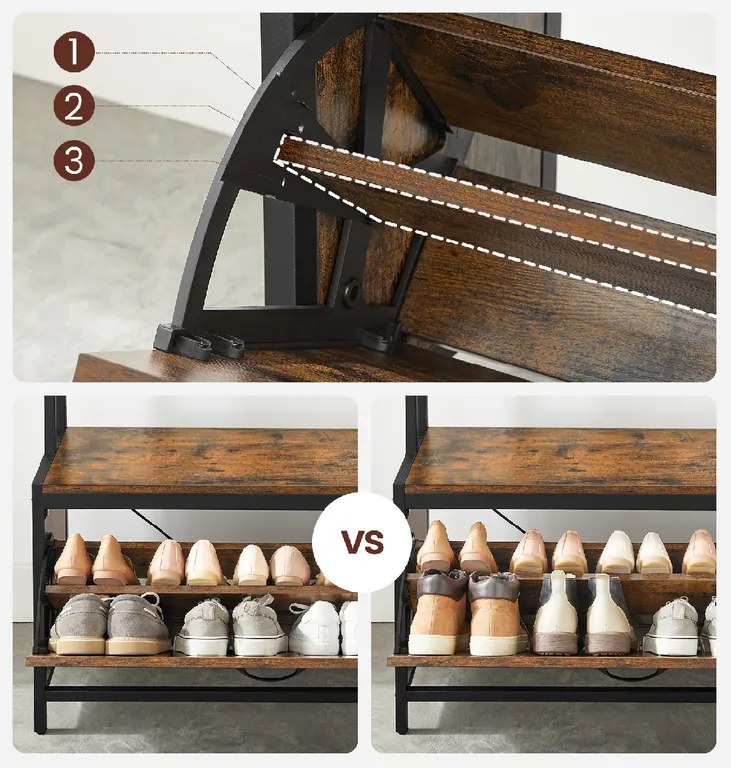Panou de hol TAYLOR cu dulap de pantofi 180x85 cm, maro rustic