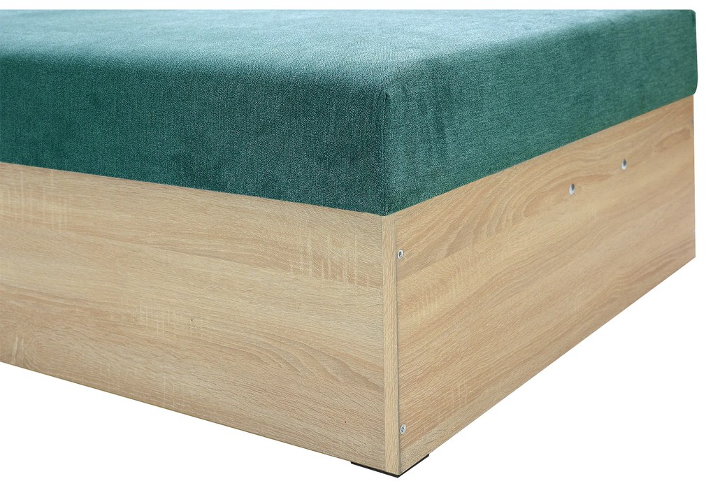 Pat de o persoană (canapea) 85 cm Idona (smaragd) (cu somieră și saltea) (cu sp. depozitare). 1098589