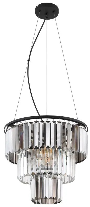 Lustra suspendata design modern NAXIS 3L negru/fumuriu
