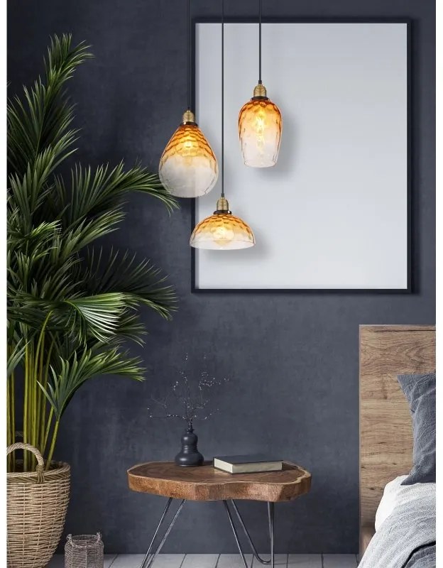Lustra suspendata design decorativ SALVY 3L negru/chihlimbar