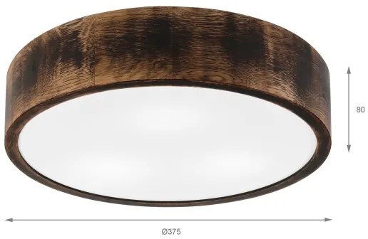 Plafonieră baie OAK SMOKY 3xE27/15W/230V IP54, 37,5 cm, stejar maro