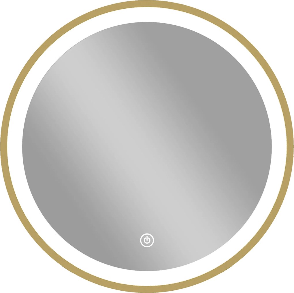 HOMCOM Oglindă de baie cu iluminare LED rotundă 40 cm, oglindă luminoasă de perete cu 3 temperaturi de culoare, reglabilă, auriu | Aosom Romania