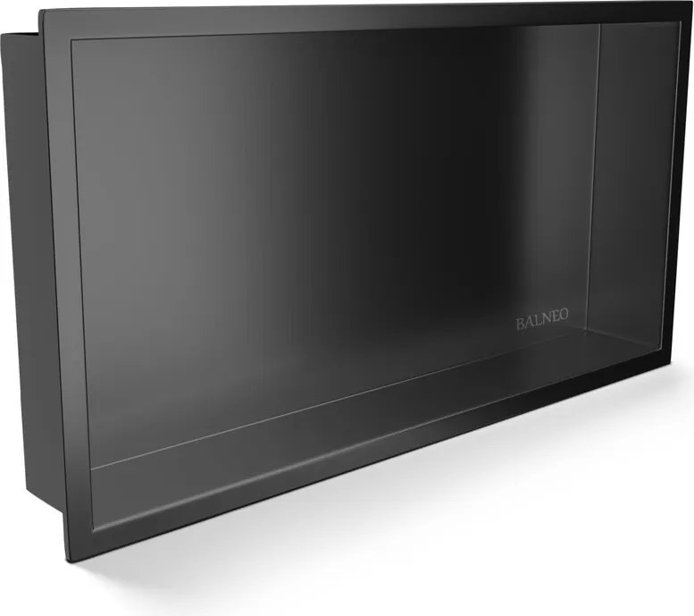 Raft incastrat dreptunghiular Balneo Wall-Box One cu rama 60x30x10 cm Gun Metal periat