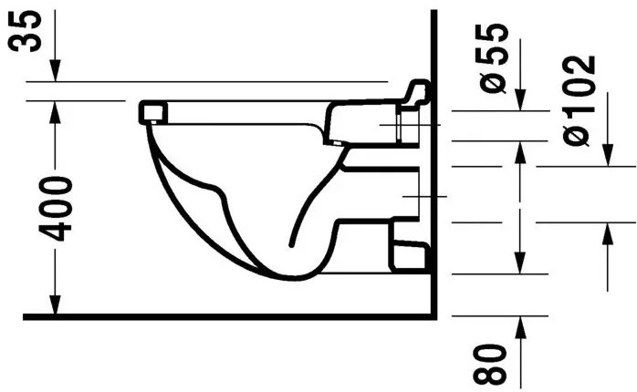 Vas WC suspendat Duravit Starck 3 36x54 cm evacuare orizontala