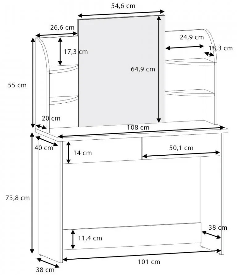 SEN221 - Set Masa neagra toaleta, 108 cm, cosmetica machiaj oglinda masuta vanity, oglinda cu sau fara LED, cu sau fara scaun