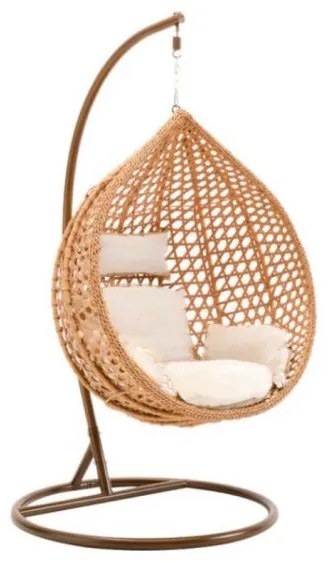 OFERTA Scaun balansoar suspendat maro deschis TROPIKAL cu suport, a doua calitate