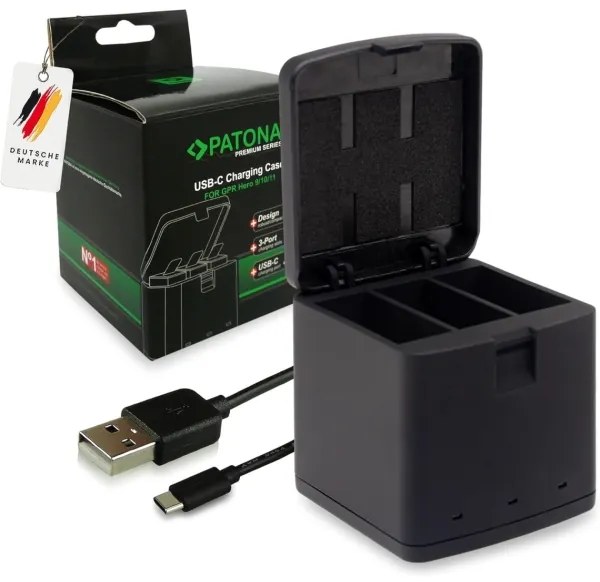 Încărcător PATONA Triple GoPro Hero 9/Hero 10/Hero 11/Hero 12