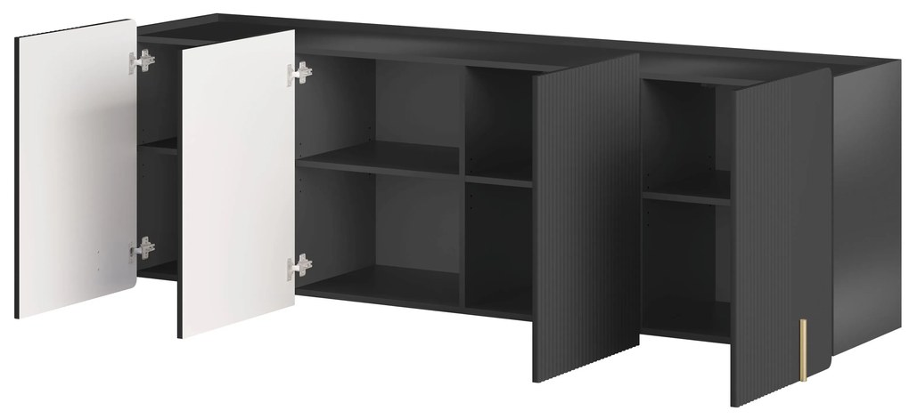 Comodă suspendatăă cu patru uși Malmi 200 cm - negru mat / auriu