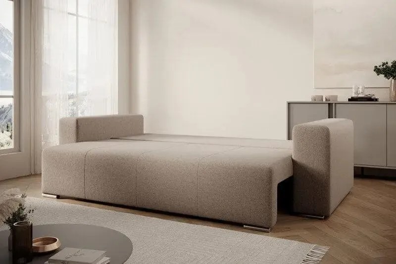 Canapea extensibilă dumonde cu ladă de depozitare si sezut confortabil din spuma high-density, Marbela Bej 245x100 cm