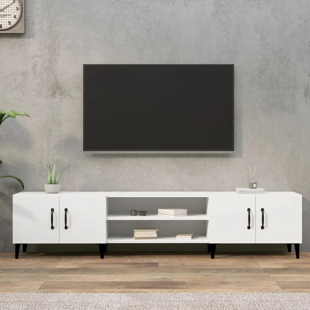 vidaXL Comodă TV albă 180x31,5x40 cm, lemn stratificat