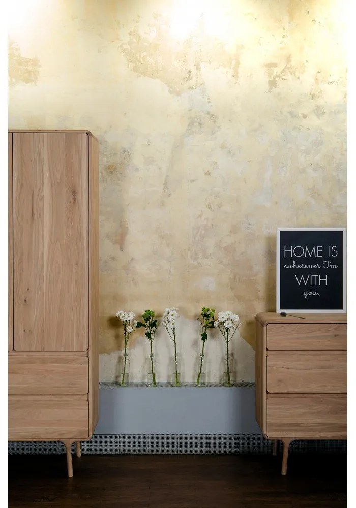 Șifonier din lemn masiv de stejar cu 2 sertare Gazzda Fawn