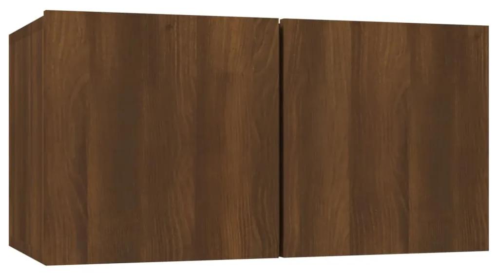 Set dulap TV, 8 piese, stejar maro, lemn prelucrat 8, Stejar brun, 100 x 30 x 30 cm