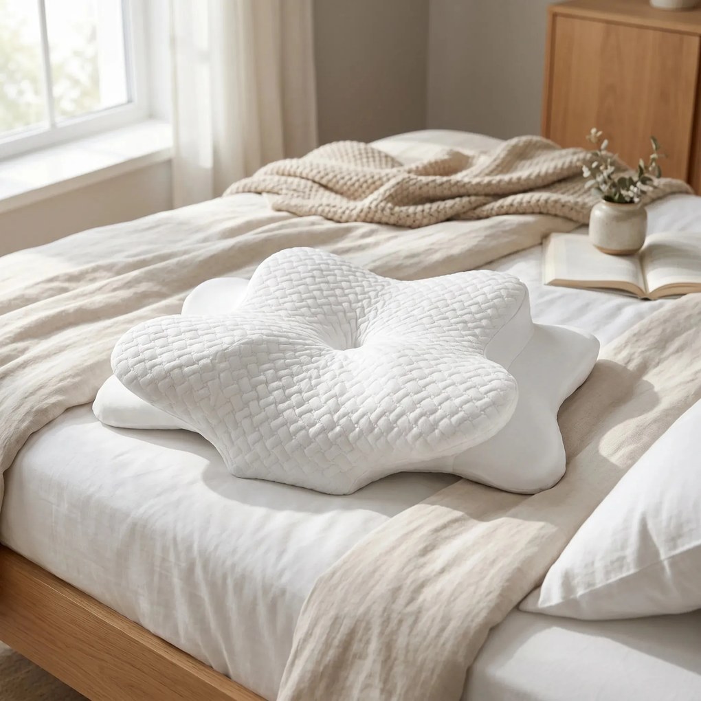 Perna cervicala ortopedica CERVI-SAN Confort memory foam fermitate moale, Alb