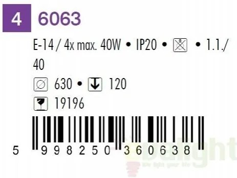 Lustra, Plafonier cu 4 spoturi, Elite 6063 RX