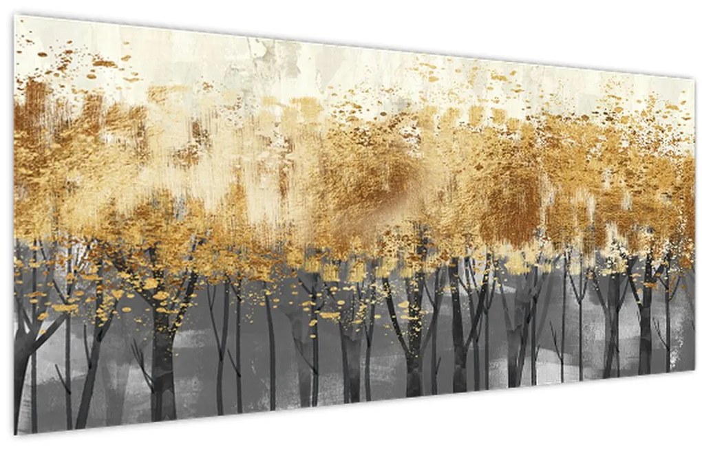 Tablou - Copaci aurii (120x50 cm)