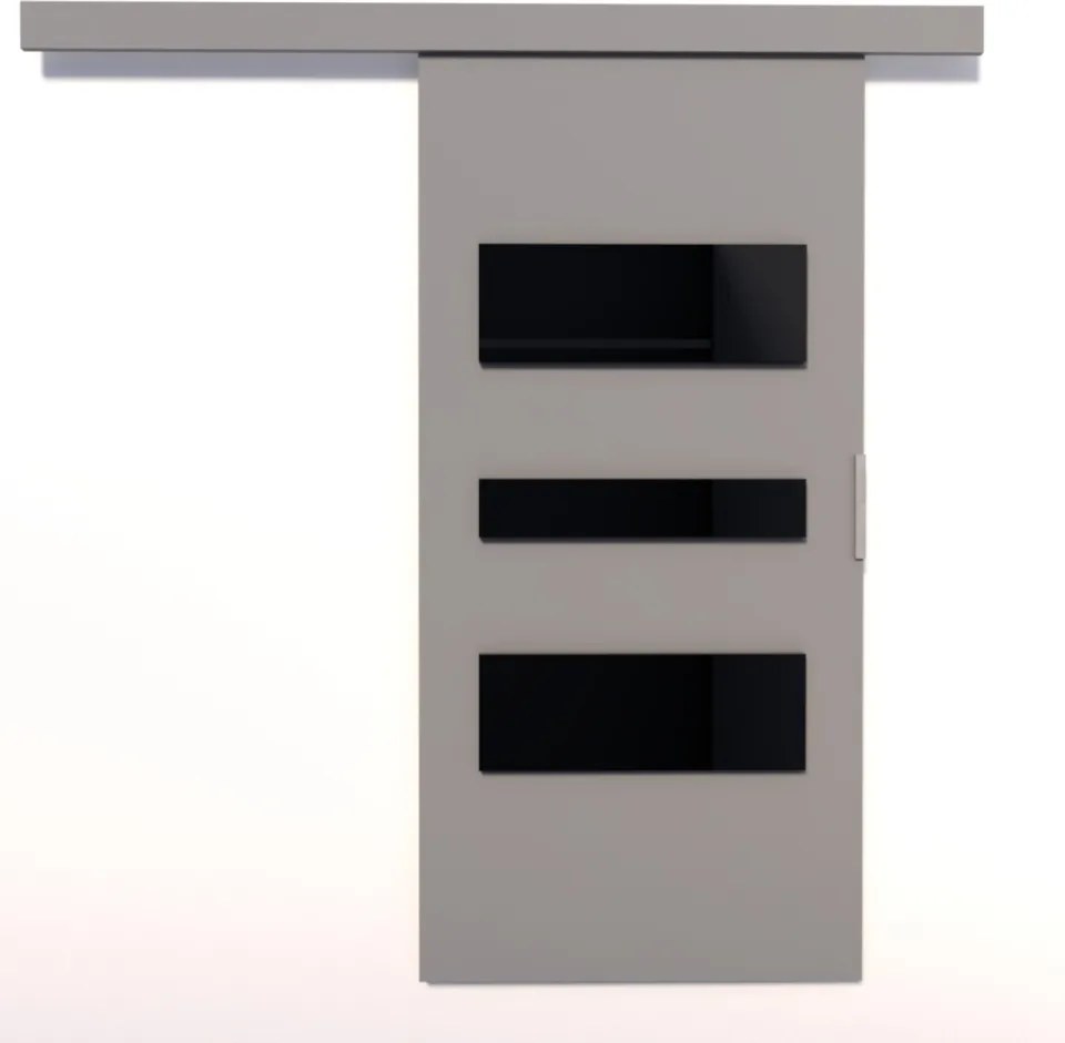 Usa glisanta Cento, ADRK Furniture (Latime: 86 cm, Culoare: Alb /Negru Lacobel)