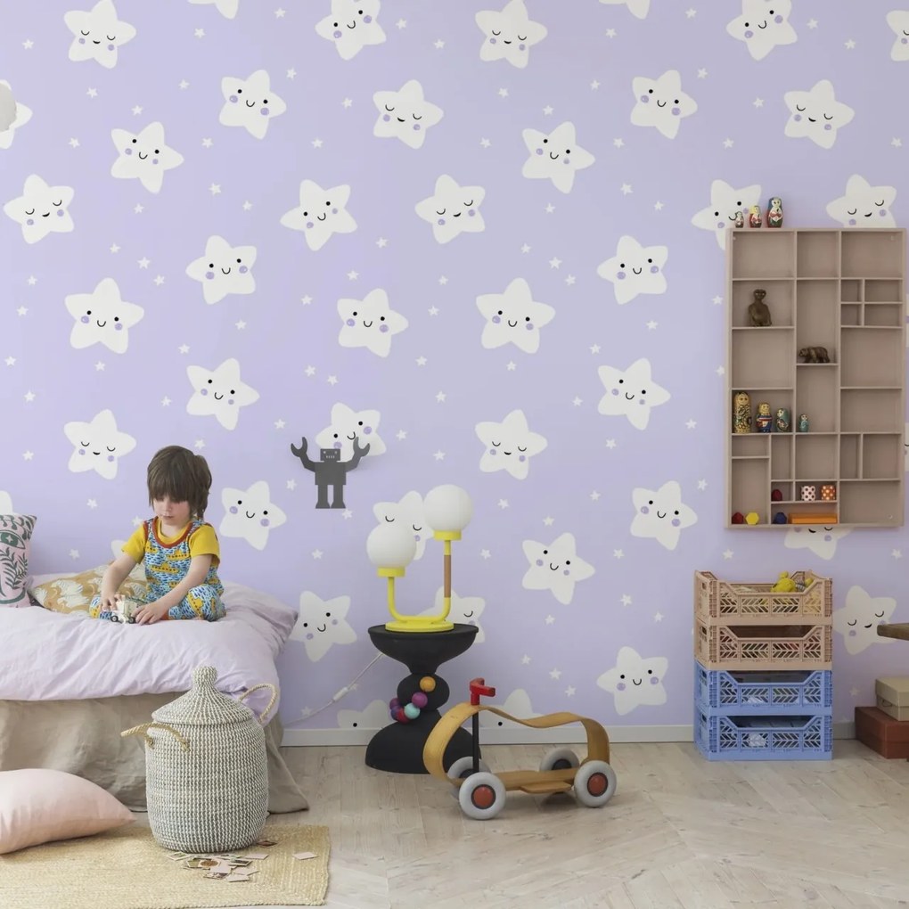Fototapet, Cute Stars, Lilac, Rebel Walls