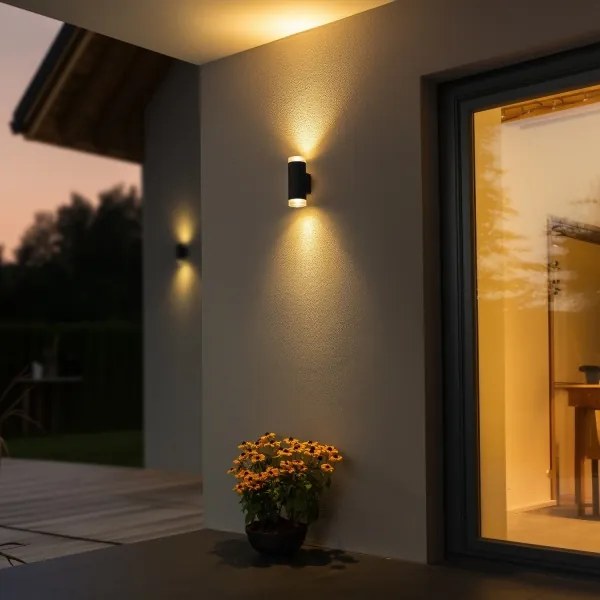 Brilagi - Aplica de perete LED RGBW pentru exterior MATERA, 2x GU10, 6W, 230V, antracit, IP54