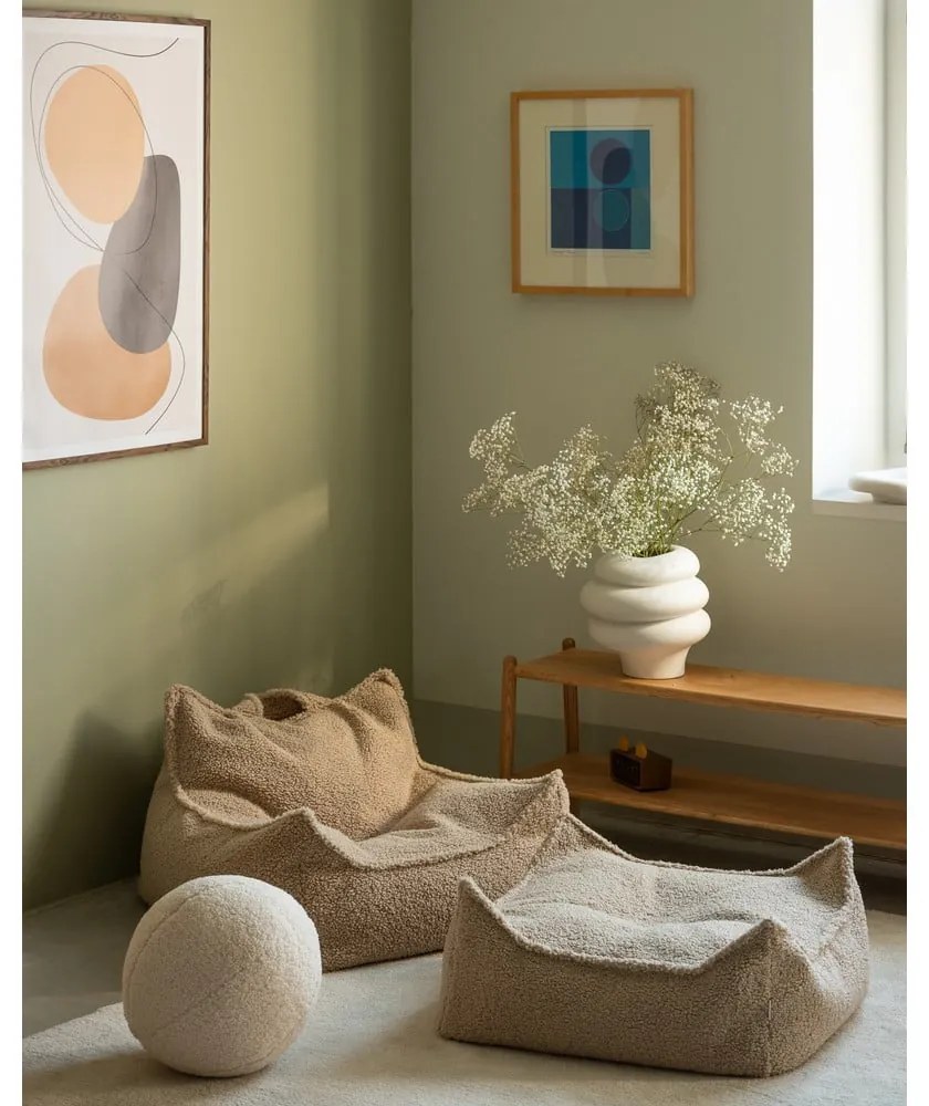 Fotoliu puf pentru copii maro deschis cu tapițerie din țesătură bouclé Chair – Wigiwama