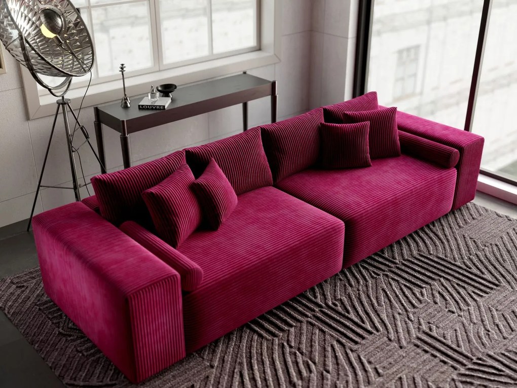 Canapea extensibilă dumonde cu ladă de depozitare si sezut confortabil din spuma high-density, Marbela Zoom Red XXL 295x100 cm