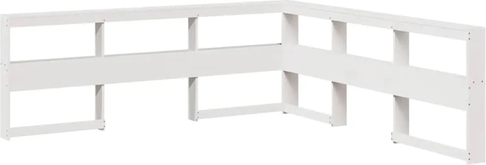 vidaXL Bibliotecă tăblie în formă de L, alb, 200 cm, lemn masiv de pin