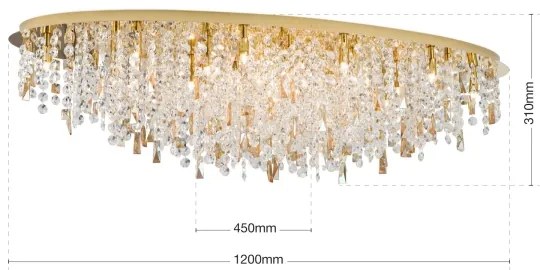 Plafonieră de cristal Orion CRYSTALRIVER 21xG9/40W/230V auriu