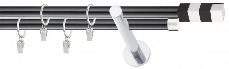 Galerie dubla combinat INOX NEGRU PICIOR UNIVERSAL ,prindere perete 19/19 magnum (Alege marime: 320 cm)
