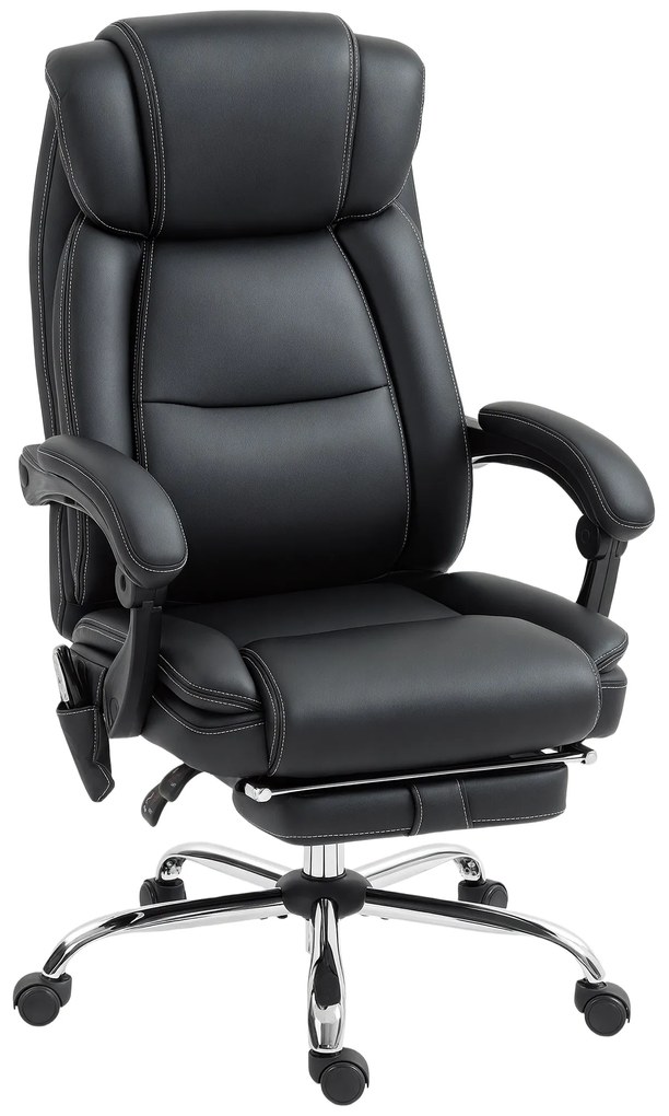 HOMCOM Fotoliu de birou cu masaj și încălzire scaun de birou cu înălțime reglabilă spătar înclinabil 67x72x111-119cm negru | Aosom Romania