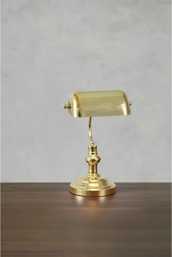 Veioză alămie cu abajur din sticlă (înălțime 42 cm) Bankers – Markslöjd