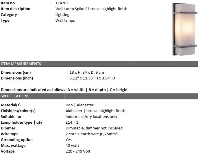 Aplica design LUX Spike S 114785 HZ