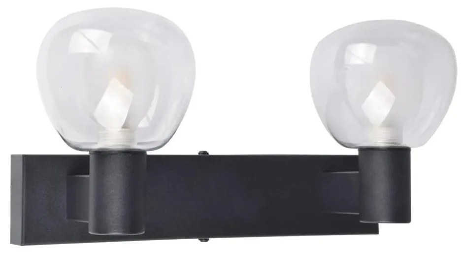 Aplica de perete pentru baie POLA 2xG9/5W/230V IP44 negru/sticlă transparentă
