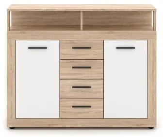 Comodă RUNA, stejar Sonoma/alb