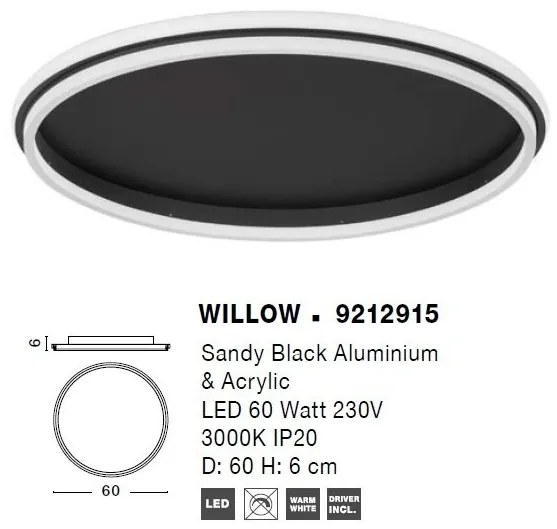 Lustra/Plafoniera LED design modern WILLOW Black 60cm