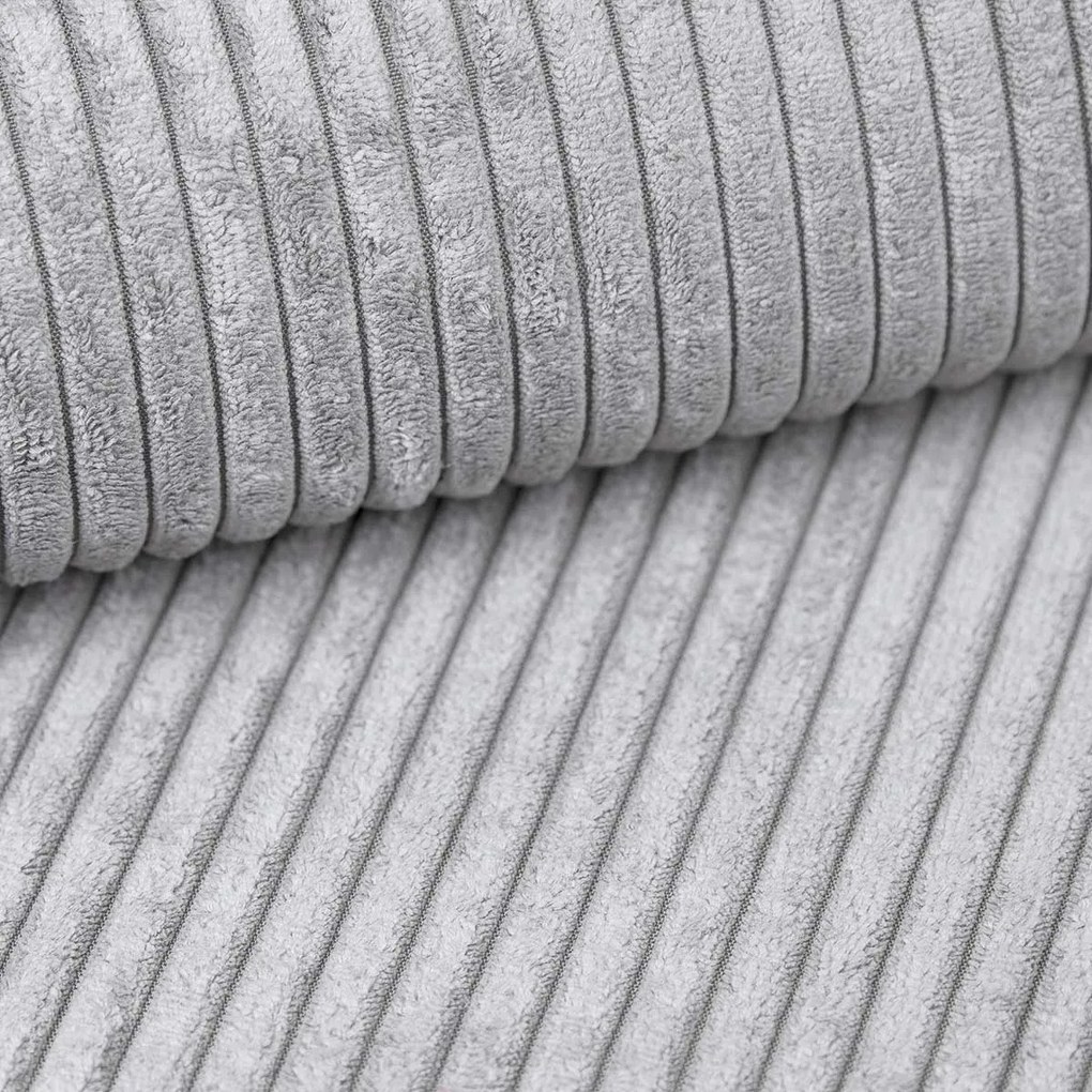 Canapea extensibila de colt SORELA CORD, gri deschis, reversibila + 2 pernute gratuite