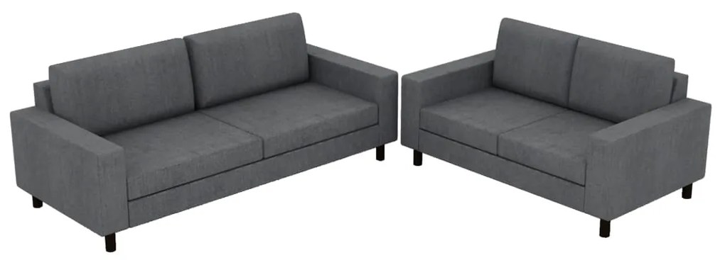 275063 vidaXL Set de canapele 5 persoane, 2 buc, Material textil Gri închis