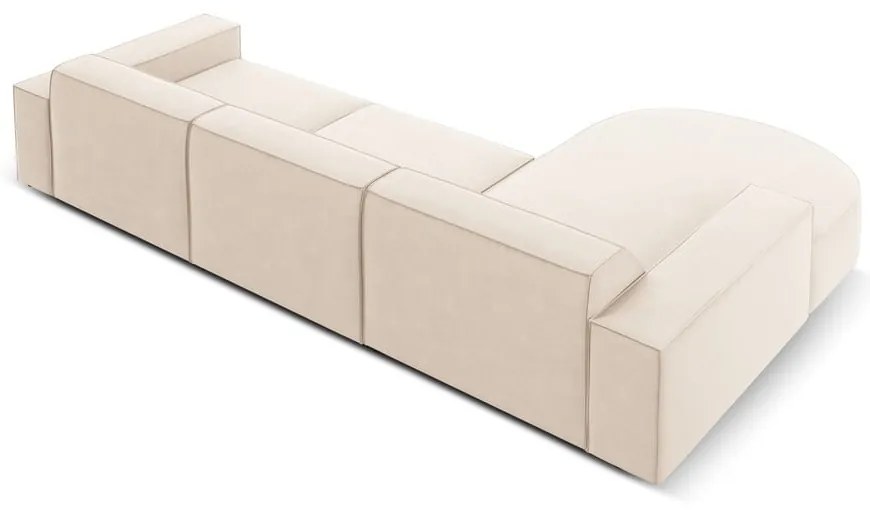 Colțar bej cu tapițerie din catifea (cu șezlong pe partea stângă ) Jodie - Micadoni Home